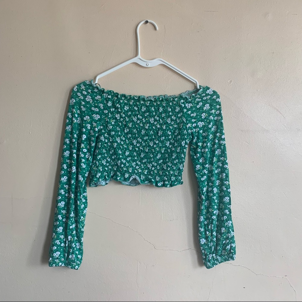 off the shoulder floral crop top